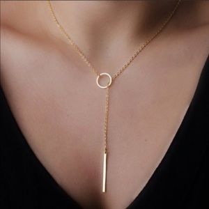 Minimalist Lariat Gold Bar Necklace